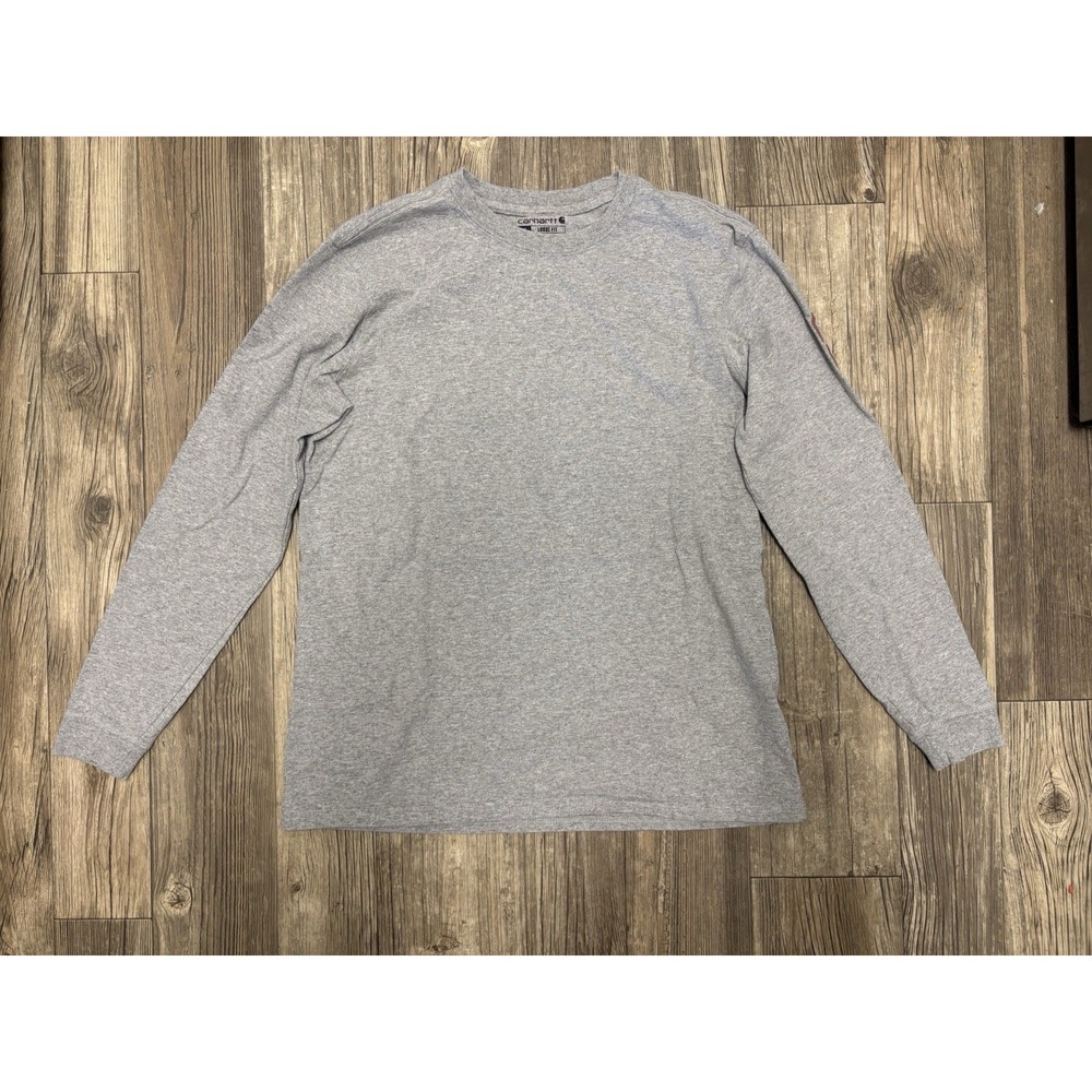 Carhartt T Shirt Men's M Gray Long Sleeve Crew Neck Logo Loose Fit Solid Knit